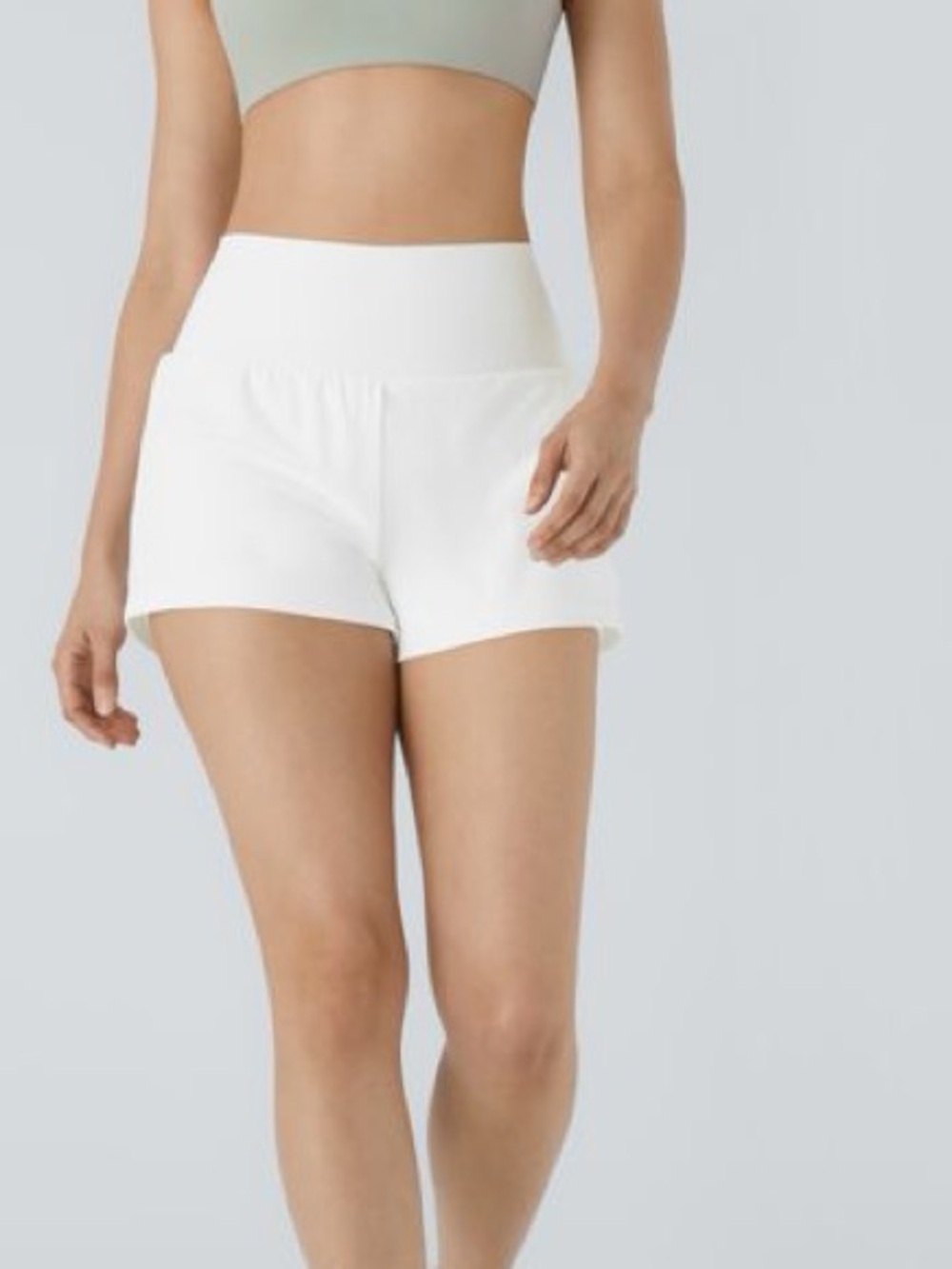 HALARA White High-Waist Athletic Shorts